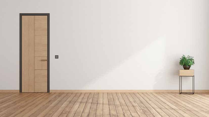 Minimal interior with a modern wood door system